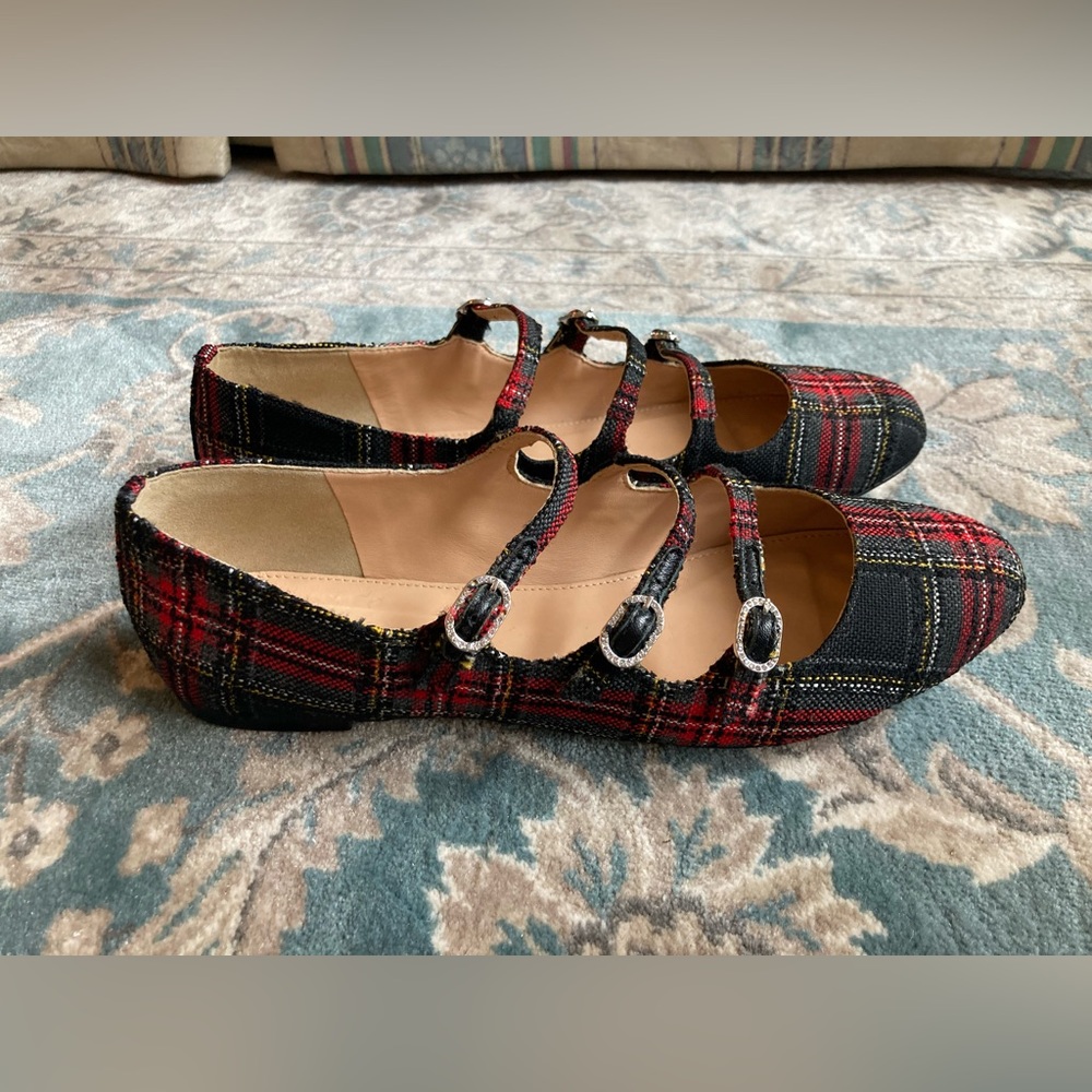 J.Crew Buckle Plaid Ballet Flats